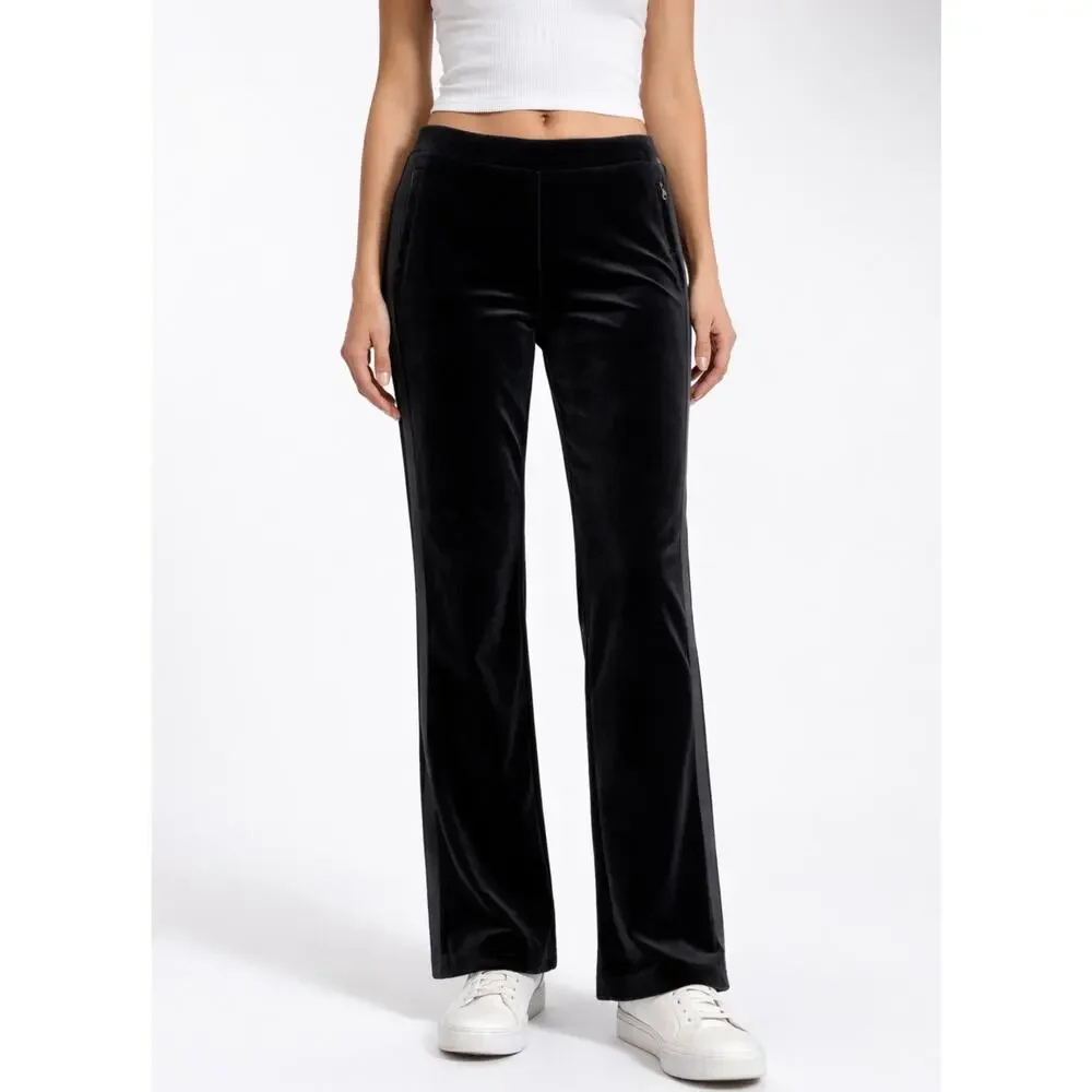 Lauren Active Ralph Lauren Black Velvet Active Track Pants Size Medium
